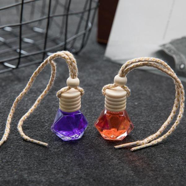 Bouteille de parfum pour voiture en verre de 7 ml avec couvercle en bois pour huiles essentielles