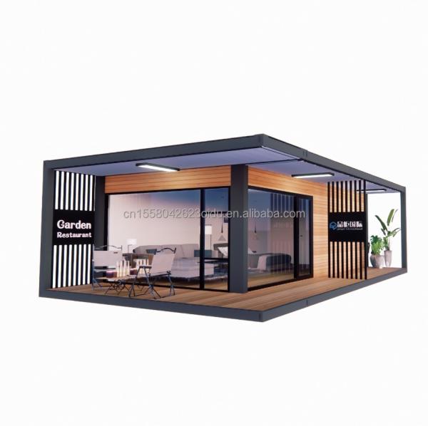 Maison de conteneurs préfabriquée de 20 pieds/40 pieds avec maison en verre en bois