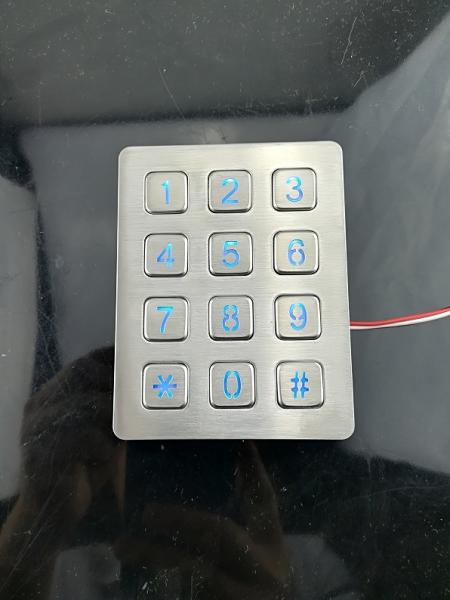 12 keys Panel mounted stainless steel illuminanted keypad with male pin out connector