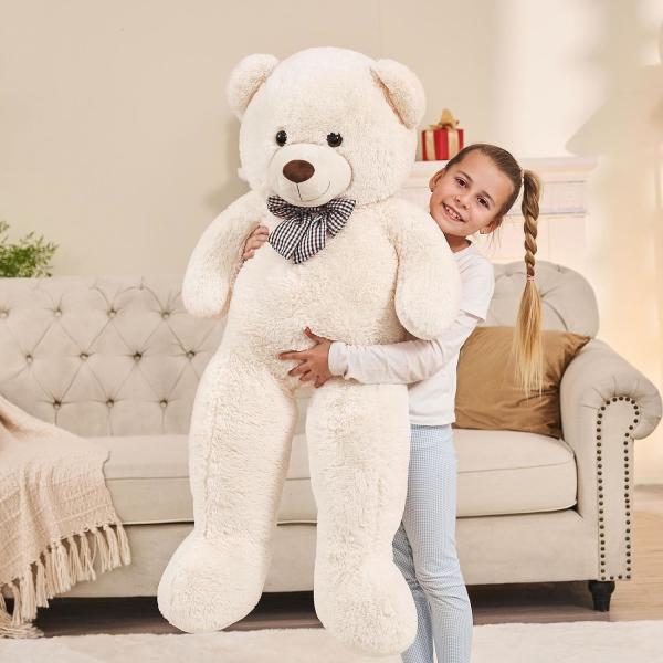 Misscindy Géant Teddy Bear Plush animaux fourrés pour la petite amie ou les enfants 47 pouces, (Blanc)