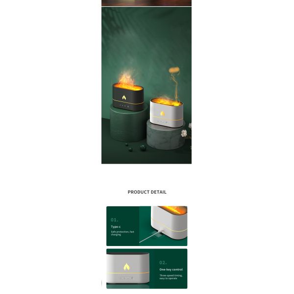 Flame Design Air Humidifier Diffuser 250Ml Aromatherapy Humidifier With Timing Controls