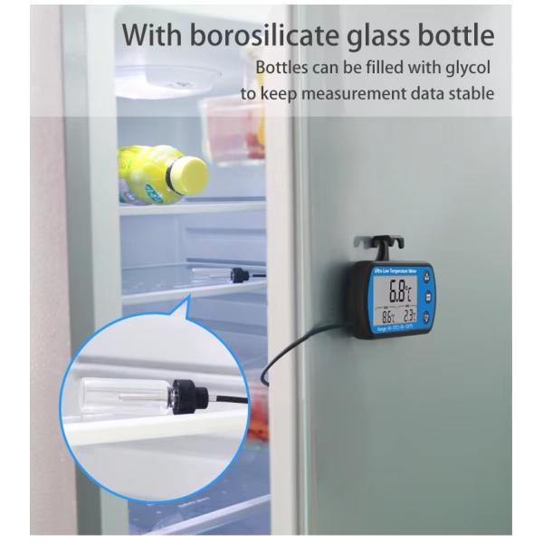 DTH-130 LCD Display -50℃～70℃ Digital Wall Refrigerator Thermometer Ultra Low Temperature Meter For Fridge Freezer Cold Chain Transportation