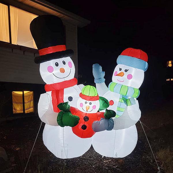 Outdoor Christmas Lighted Santa Sleigh Arch with Snowman Gingerbread Tree Inflatables