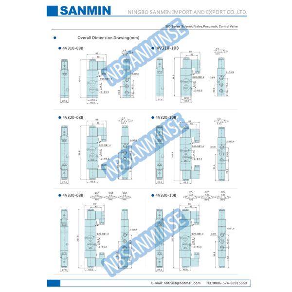 High Pressure Pneumatic Solenoid Valve Air Directional Control Valve 4V 300 Series