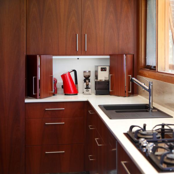 Brown Wood Veneer Kitchen Cabinet Sets Dark Complete  Modular Kitchen