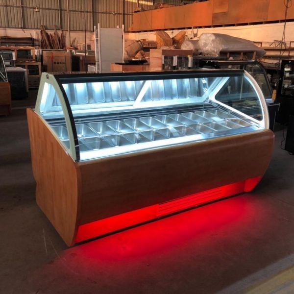 Electronic Italian Ice Cream Display Refrigerator Gelato Showcase Freezer