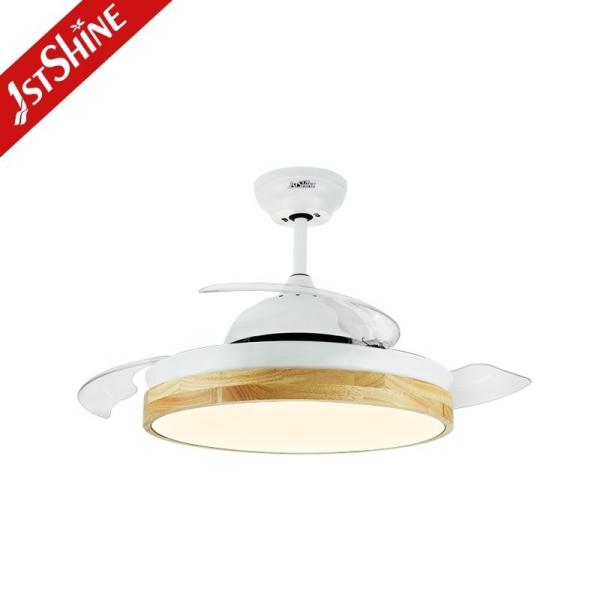 10- 1stshine Contemporâneo Madeira exclusiva Escondida Sem lâmpada de ar LED Iluminação de lâmpada de teto dobrável Luz de ventilador