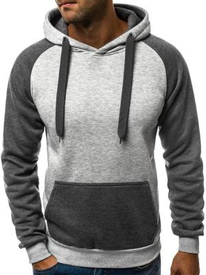 Do bolso encapuçado do bloco da cor do algodão 40 longos da luva 60 do inverno a camiseta magro dos homens padrão acrílicos