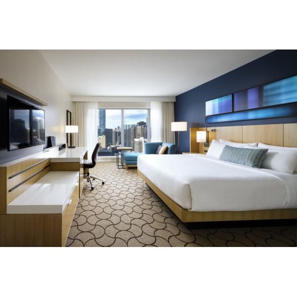 Ash Veneer Hotel Bedroom Furniture Sets With Fabric Sofa , Five Star Hotel Furniture