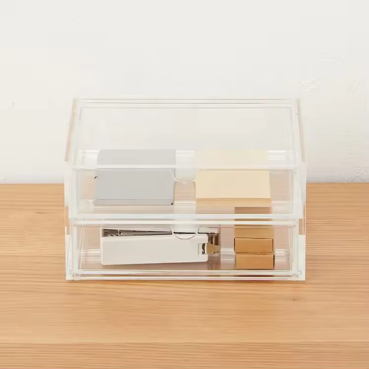 Transparent Acrylic Multi Lattice Drawer Box Classic Square Design Carved