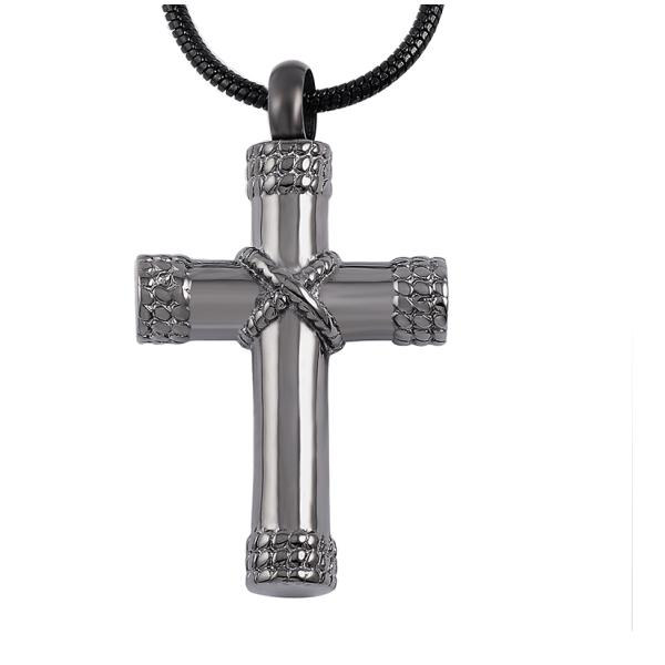 Stainless Steel Cross Pendant Necklace for Ashes Urn Cremation Religious Keepsake