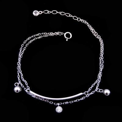 Bracelete de prata do zirconita 925, bracelete Chain dobro com artigo encantador da bola
