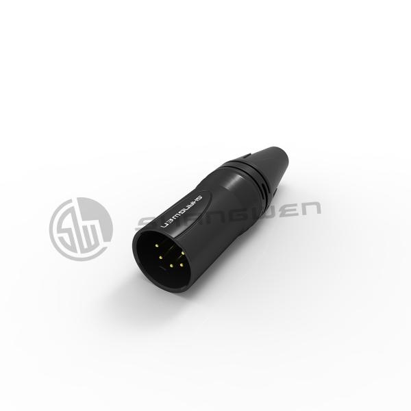 Indoor XLR Connector Black Shell Plating 5 Pin Audio Connector Male Plug