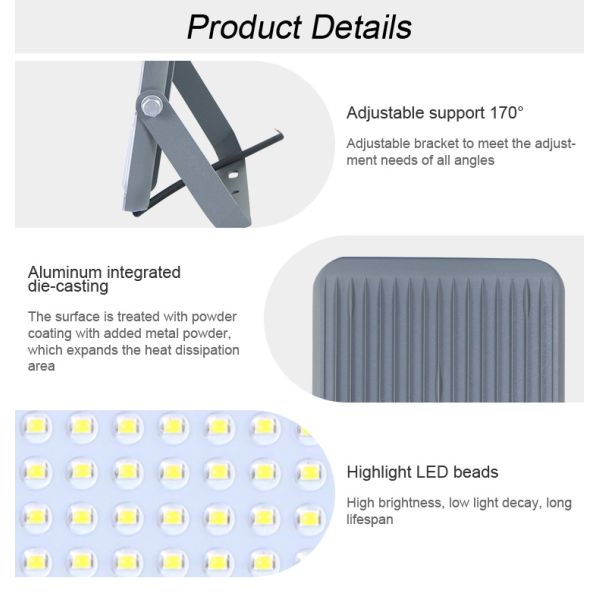 KCD Security IP65 Waterproof LED Floodlight with Remote Control and Motion Sensor for Outdoor Use