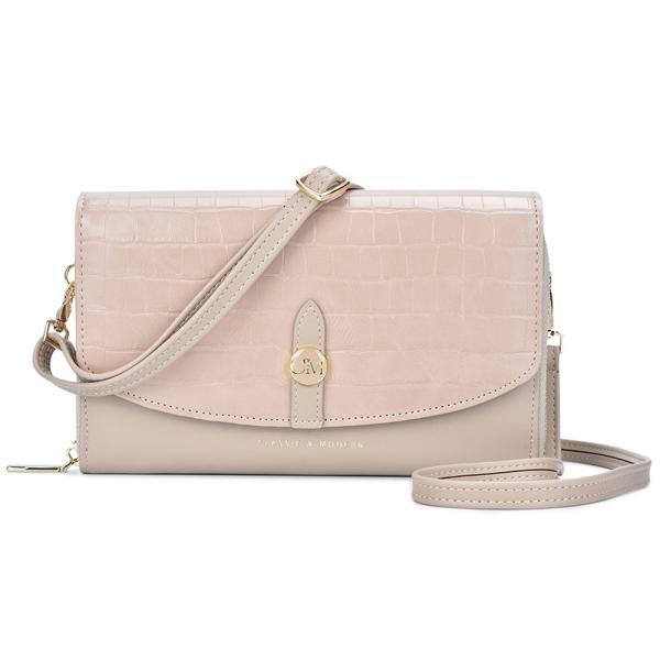 Polyester Lining Female Crossbody Bag 7cm 20cm Pink Leather Sling Bag