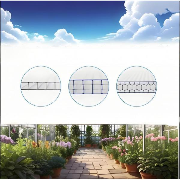 10mm Twinwall UV Blocked Greenhouse Transparent Polycarbonate Honeycomb Sheet