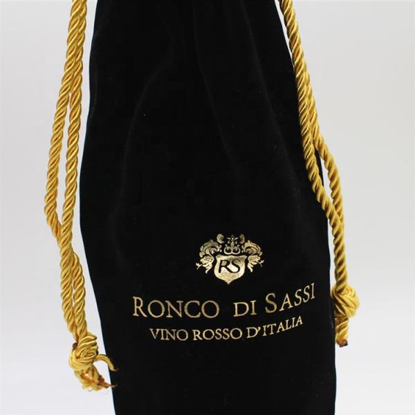 All Seasons Velvet Wine Bottle Cover with Drawstring and Logo Wine Packaging