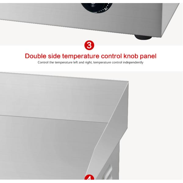 Electric Countertop Flat Griddle Plate Silver White 35kg Double Temperature Control Panel