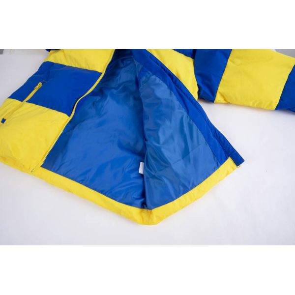 Kids Anti Static Heavy Winter Jacket with Color-Block Design and Wind-Resistant Shell