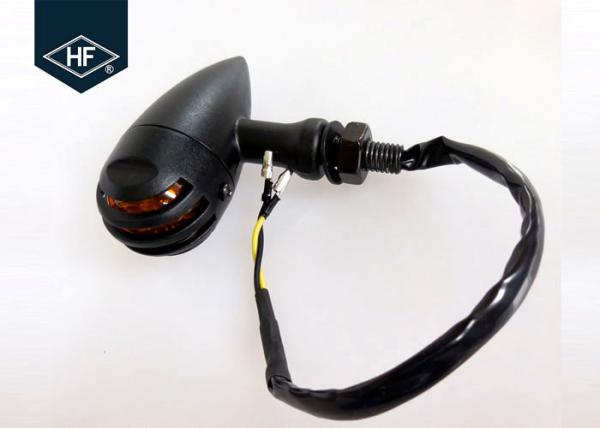 Cafe Racer Black Metal Harley Led Turn Signals , Amber Motorcycle Front Turn Signals