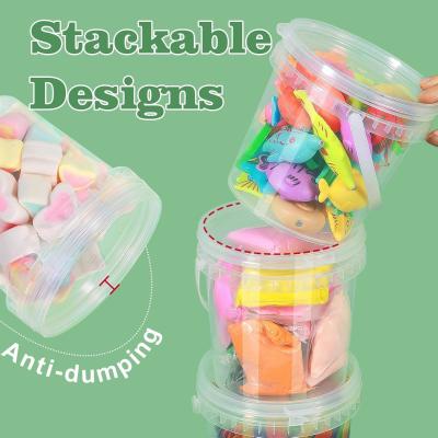 2000ml Clear 2L Large Fruit Cups Bucket Food Storage Containers Box 64oz PP Plastic Boba Milk Tea Beer Drink Pail With Handle