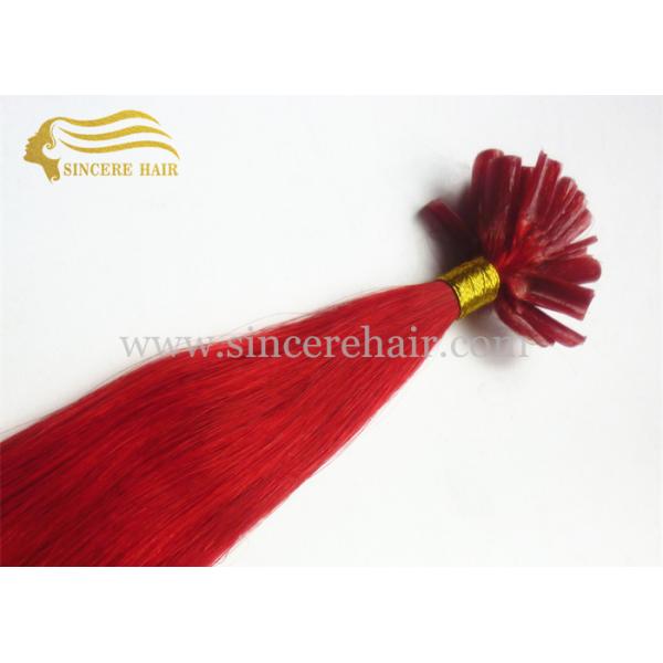 20" RED Italian Keratin Fusion U-Tip Hair Extensions for sale - Hot Red 50 CM Pre-Bonded U Tip Hair Extensions For Sale 20