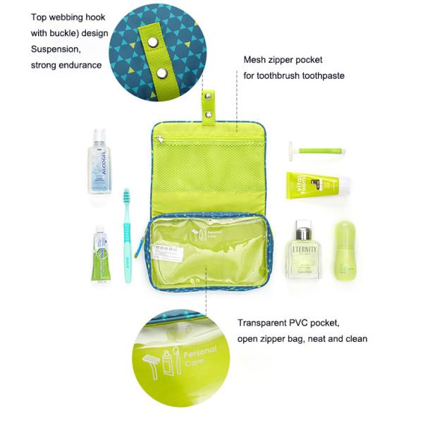 Stylish Hanging Travel Organizer Bag Top Webbing Hook Design For Bathroom