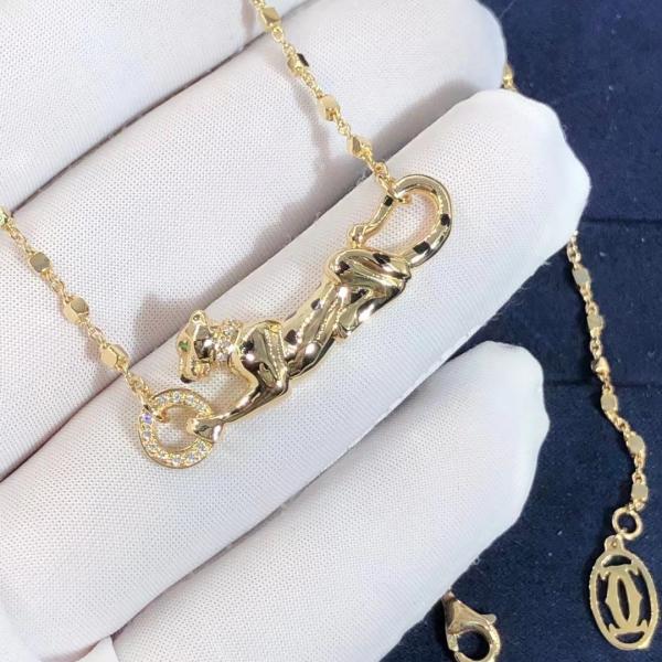 Car Tie 18k Gold  PanthèRe De Car Tier Necklace Rose Gold Tsavorite Garnets VVS Diamonds