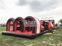 Grande casa comercial vermelha do salto do curso de obstáculo, obstáculo inflável do extremo da precipitação