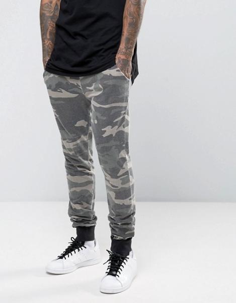 Washed Camo Printed Mens Hooded Tracksuit / Mens Running Tracksuit Autumn
