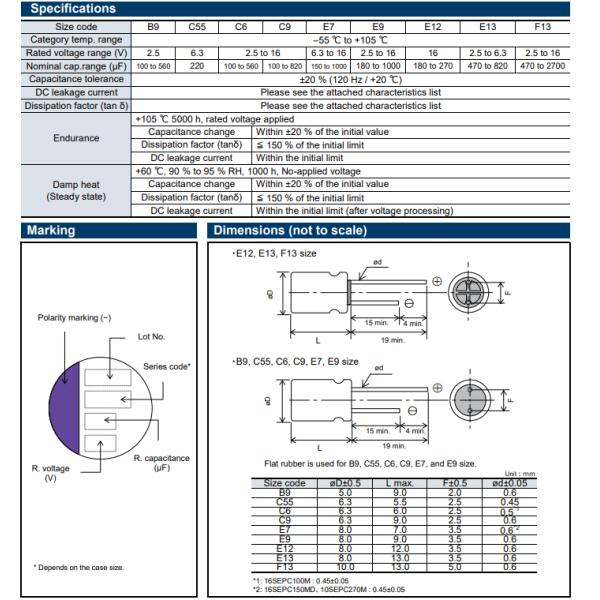 16SEPC100M+TSS Алюминиевые органические полимерные конденсаторы 16вольт 100уФ ESR 24мохмовые конденсаторы