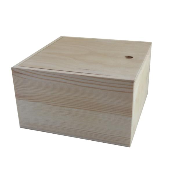 Large Light Weight Unfinished Wood Box with Slide Lid Natural Color Wood Type Plywood