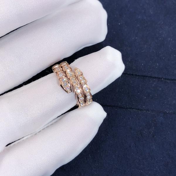 Elegant  18K Gold  2 Row Diamonds Serpenti Viper Ring Diamond Ring Yellow Gold White Gold