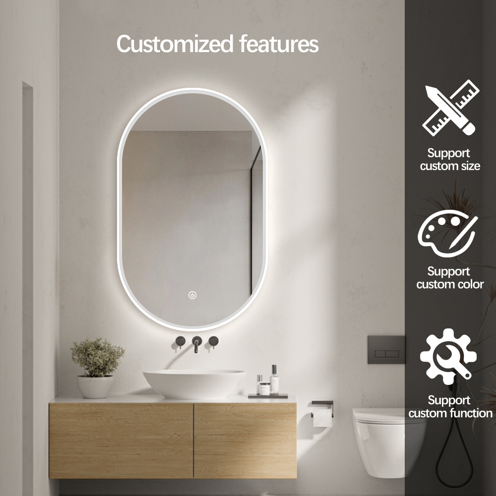Integrated White Aluminum Frame Bathroom Led Mirror With Front Led And Antifog
