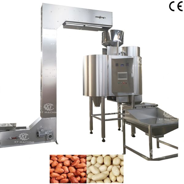 Full Automatic 500kg/h Stainless Steel Groundnut Hazelnut Peeling Machine Nuts Blanching Machine for Nut Processing Plants