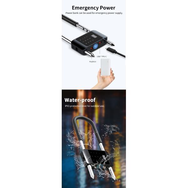 U Bracket Smart Glass Door Lock Electronic Digital Fingerprint Aluminum Materail