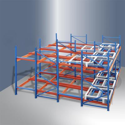 Q235B Or Q355B Steel Push Back Warehouse Racking High Density Pallet Racking 2–6 Pallets