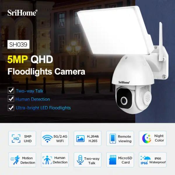 Support 5G&2.4G WiFi 5MP Outdoor Security CCTV Camera Al Humanoid Detection Alarm Notification PTZ Camera