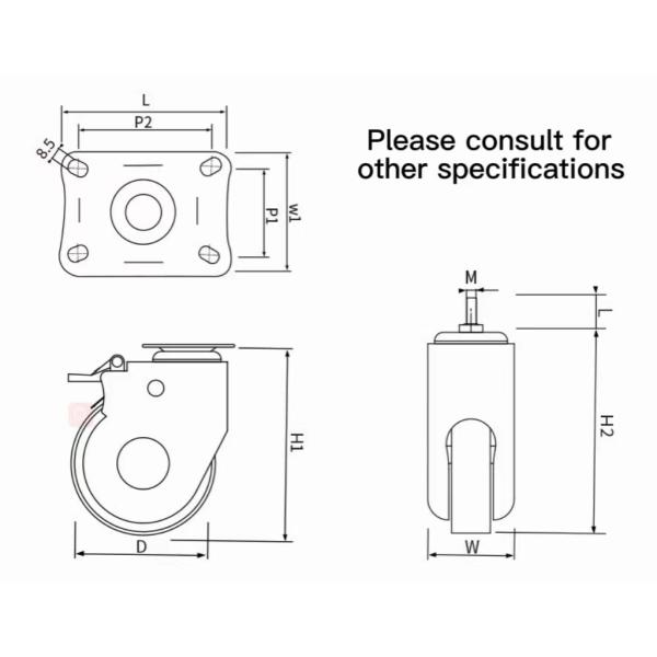 Hospital Equipment 100mm Castor Wheels 4 Inch Swivel Casters