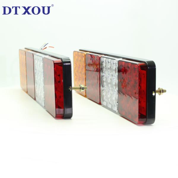 Red Yellow 12V 24V 3 Holes LED Tail Lights For Trucks