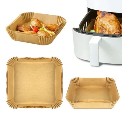 вкладыша Fryer воздуха квадрата 50Pcs устранимого бумажного теплостойкая распаровщика циновка ручки не