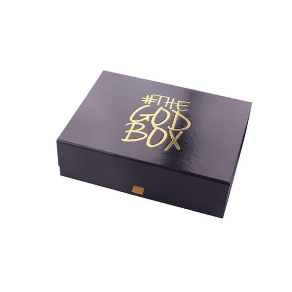 Rectangle Paperboard Folding Gift Boxes With Black Photoresist And Hot Gold Logo
