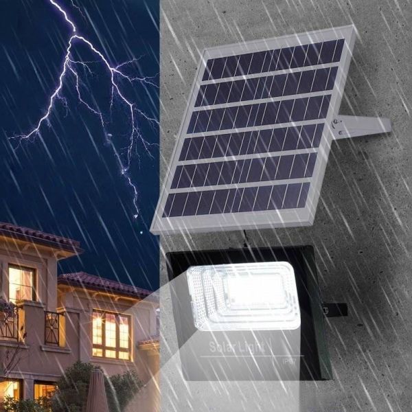 Solar Light with Remote Control & Light Sensor IP65 Waterproof, No Wiring, 5M Cable, Easy Wall Mount