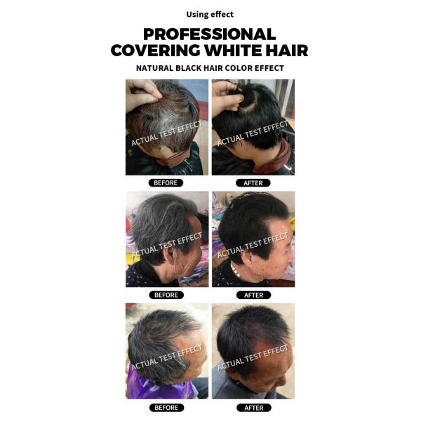 Shampoo colorant capillaire noir à bulles à action rapide, formule à base de plantes, sans danger pour les cheveux et la peau