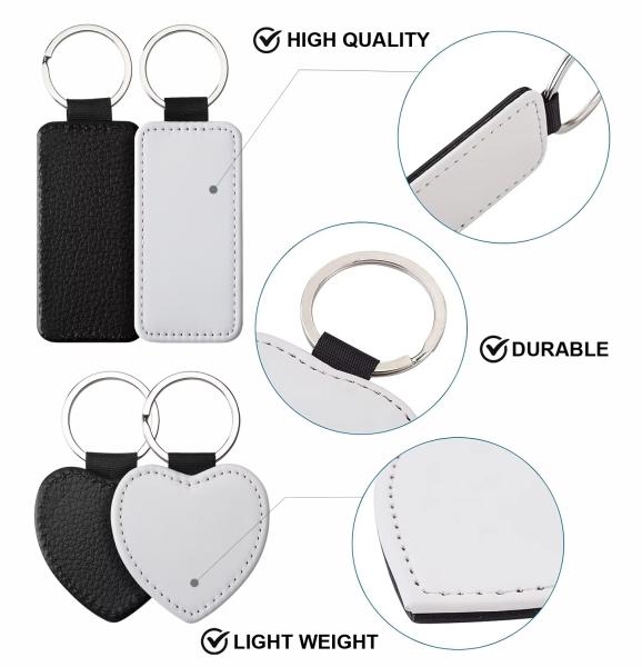 Chaîne à clefs en cuir sur mesure imprimable à double face en cuir sublimé