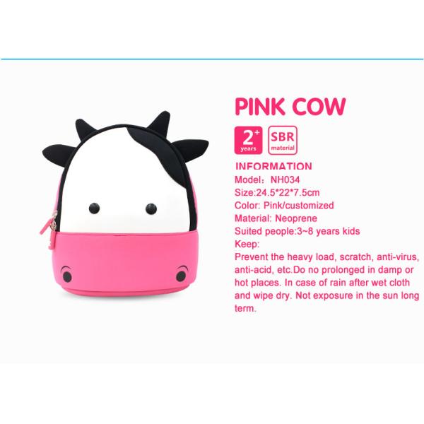 Animal Cow Neoprene Toddler Backpack ROHS / REACH / CPSIA / SGS Approved