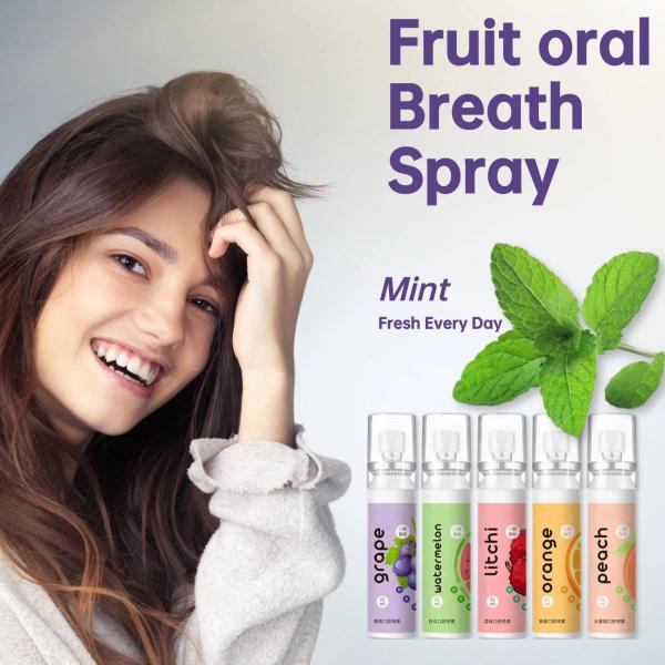 Customized 5PCS Mouth Spray For Bad Breath , Fruit Oral Breath Spray Dry