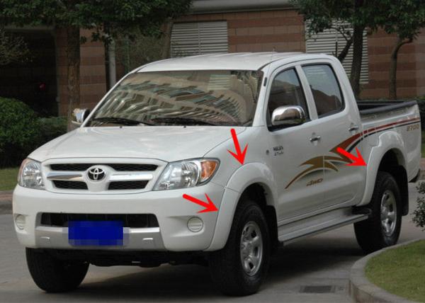 Flares de arco de roda de plástico de estilo OE para TOYOTA HILUX VIGO 2009 e 2012