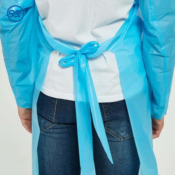 Waterproof Disposable Thumb Loops Protective CPE PLASTIC Gown Hospital Medical Surgical Disposable CPE Gown