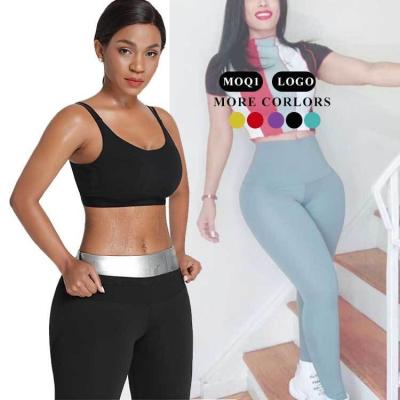 Impressão de logotipo personalizado HEXIN Sauna de cintura alta Leggings de controle de barriga de suor para mulheres